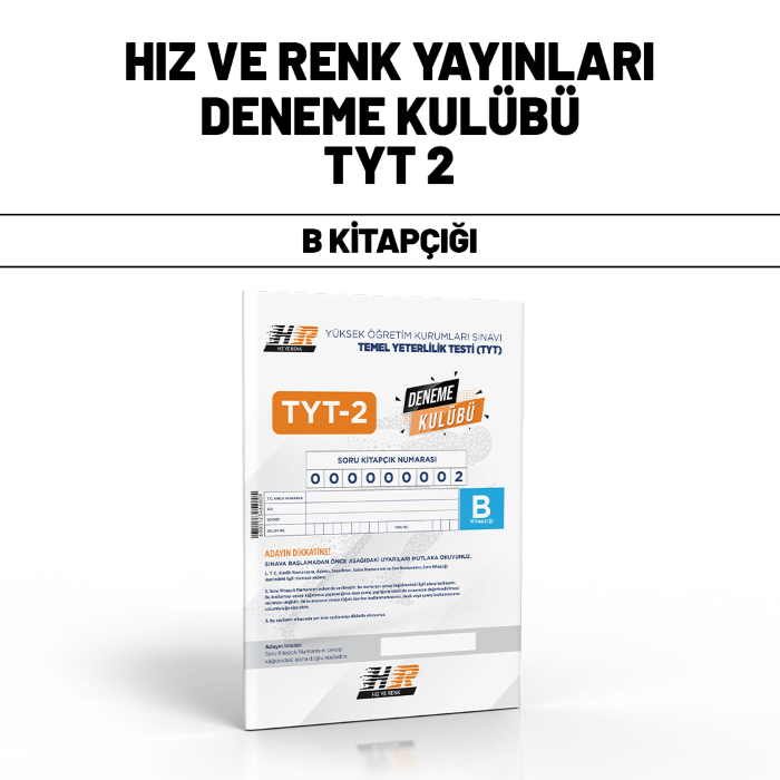 HIZ RENK YAYIN TYT DENEME KULÜBÜ SNV 2-B - 25-26